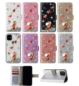 3D Santa Bling Wallet Phone Case Cover For iPhone 11 12 Pro Max XR XS 6 7 8 Plus - Picture 1 of 17