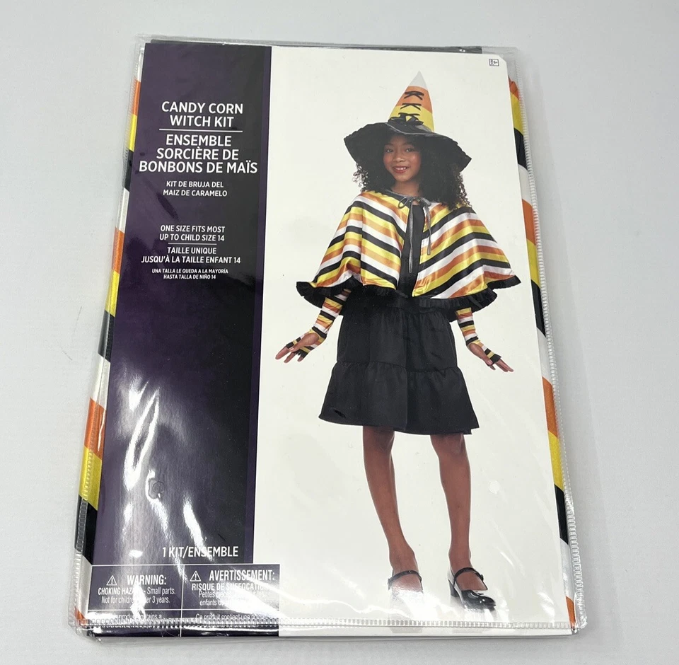3-Piece Candy Corn Witch Kit Fits Up To Child Size 14 Halloween Costume