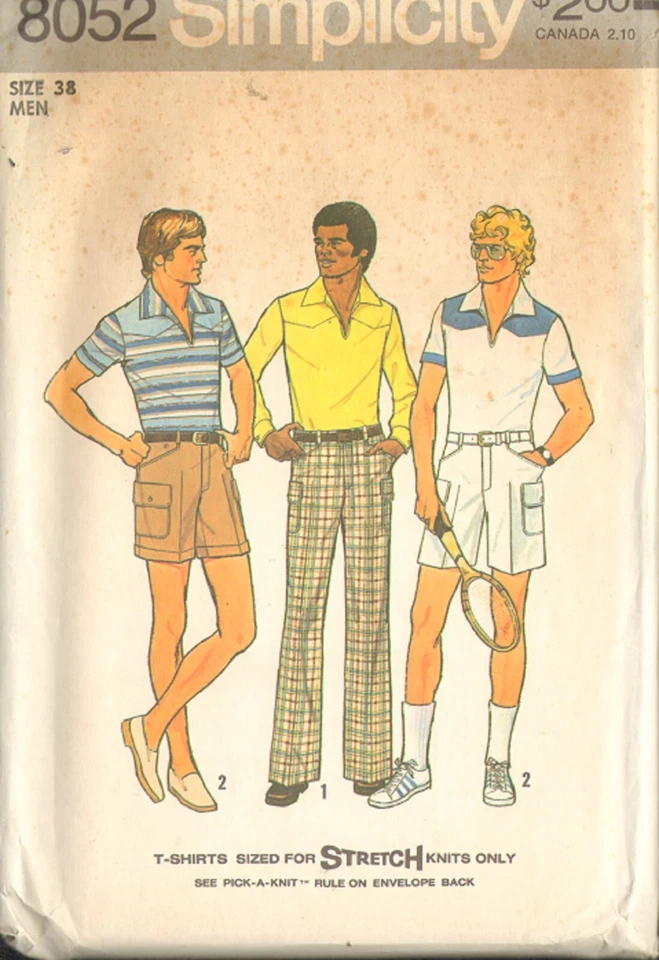 Men's Pants Shorts T Shirts, Simplicity 8052 Sewing Pattern, Size 38, uncut 1977 - Image 1 of 1