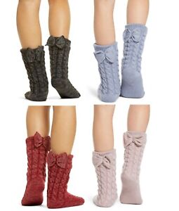 New UGG Laila Bow Fleece Lined Womens Heavy Duty Cozy Winter Warm Socks 
