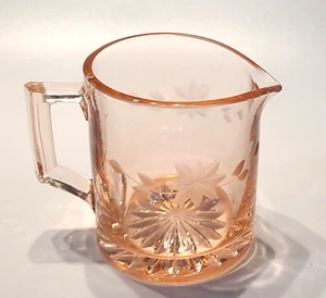 Vintage Pink Depression Glass Creamer Etched Floral- Serving - Picture 1 of 6