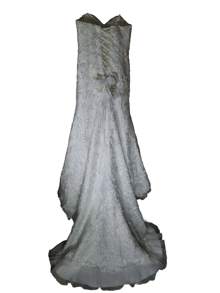 Vestido de novia sirena ajustado y acampanado sin tirantes marfil con tren talla 10 Foto 1 de 4