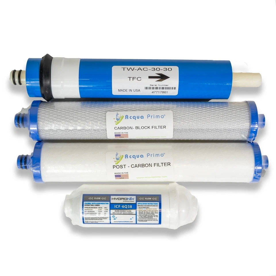 Juego de 4 cartuchos y membranas de repuesto compatibles con sistema de ósmosis inversa AC-30 Foto 1 de 1