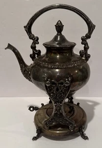 FB Rogers Silver Co Teekanne Brenner auf Ständer Silber Kupfer #1418 Trade Mark 1883 - Bild 1 von 24