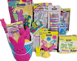 NEW KIDS PEEPS TOY GIFT BASKET EASTER TOYS PLAY SET PLUSH EGG HUNT BASKET - Picture 1 of 1