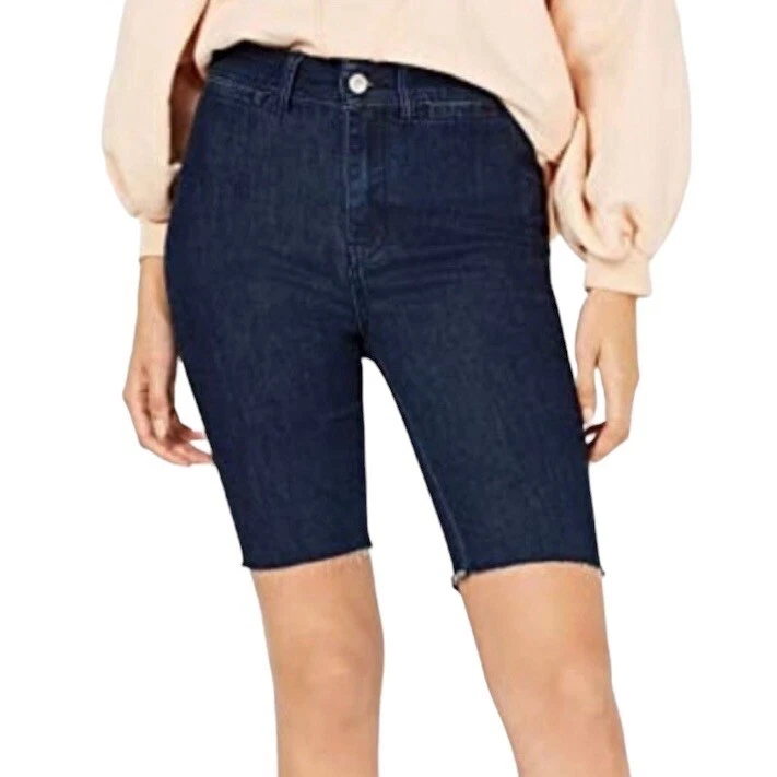 People Womens Shorts Blue Size 27 Bermuda Raw Hem Biker Denim 471