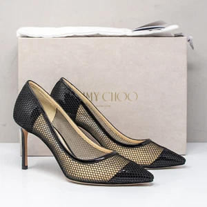 Jimmy Choo Romy 85 Mesh and Patent Leather Size 37.5 (7.5 US) - Picture 1 of 8