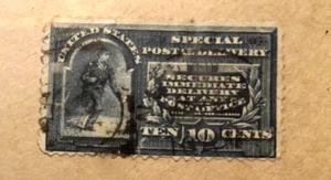 Sello de Estados Unidos Scott #E5 usado, 10 centavos, entrega postal especial, azul, ==ENVÍO GRATUITO - Imagen 1 de 2