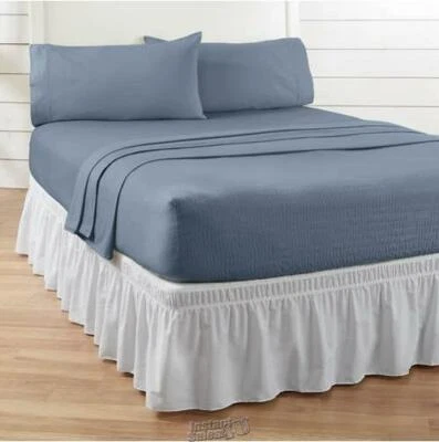 Juego de sábanas ajustables y planas de franela de algodón BedTite azul pizarra tamaño doble bolsillo profundo Foto 1 de 2