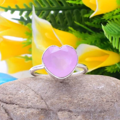 Elegant Rose Quartz Gemstone 925 Sterling Silver Handmade Ring All Size - Image 1 of 3