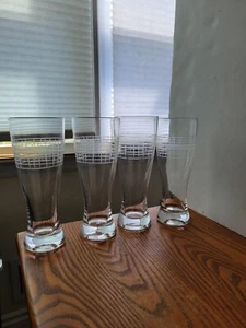 4 Princess House Etched Pilsner Beer Glasses Tumblers - Picture 1 of 11