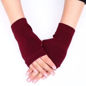 Combed Cotton Fingerless Gloves Half Finger Arm Warmer Black Stretchy Wrist Long