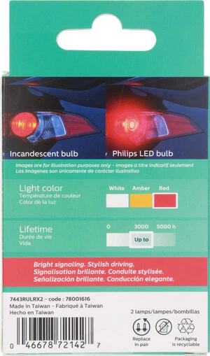 Brake Light Bulb-Ultinon Led - Red Philips 7443RLED - Image 1 of 1