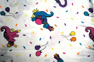 1 Yard Colorful Birthday Dinosaurs on White  Cotton Quilting Fabric 36" X 44" - Picture 1 of 2