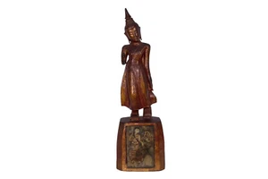 Una rara figura de madera tallada de Buda, Tailandia O. Laos, 20. Jh. - Imagen 1 de 11