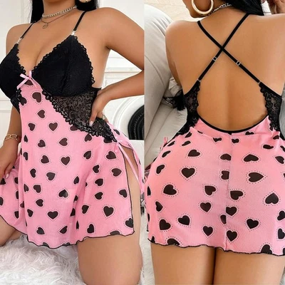 Sexy Talla Grande-Lencería-Encaje-Mujer-Tanga-Ropa Interior-Babydoll-Ropa de Noche-Vestido Foto 1 de 4