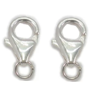 2 x 15mm Lobster Clasps Clips Triggers sterling silver fitting - Picture 1 of 6