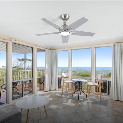 42 Inch Ceiling Fans with Lights, Brushed Nickel Ceiling Fan with Remote, Modern - Image 1 of 4