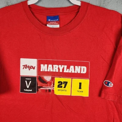 Vintage Maryland Terrapins Shirt Mens Red NCAA College Volleyball University Y2k - Image 1 of 4