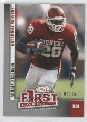 2007 SAGE Auto Football First Card /99 Adrian Peterson #07-AP Rookie RC - Image 1 of 2