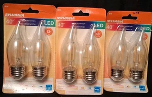 6 Sylvania 40W High Definition Dimmable Soft White B10 Flame Tip Bulbs B260 - Picture 1 of 2