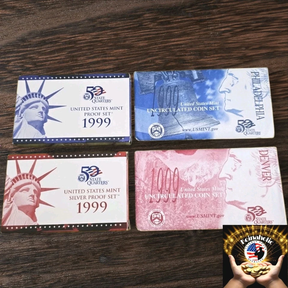 Juegos de prueba S 1999 plateados y revestidos con juegos PD como nuevos sin circular OGP y certificados de autenticidad Foto 1 de 4