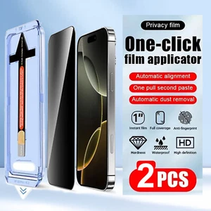 2-Pack Magic Auto Alignment Privacy Screen Protector For iPhone 16 15 14 13 12 - Picture 1 of 10