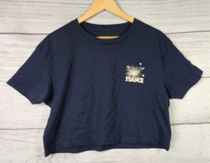NWOT Women’s Stance Crop Sparklers Blue T-shirt Medium - Picture 1 of 6