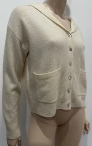 ZARA Cream 100% Wool V Neckline Knitwear Cardigan Top - Size S - Picture 1 of 8
