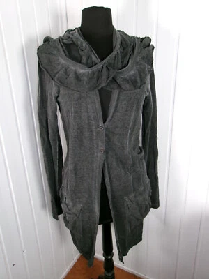 Pull boutons gilet long COP COPINE Spizer gris délavé T.2 36/38 écharpe intégrée - Photo 1/4