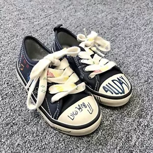 Zara Infant Toddler Graffiti Sneakers Navy Blue Sz 5C - Picture 1 of 5