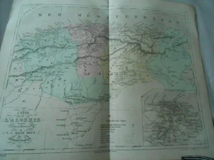 Carte de l'Algérie en couleur 19ème - Foto 1 di 1