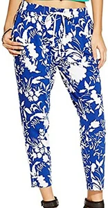 HUE  Chill Rayon Jersey Skimmer Leggings Sumer Tropical Pant XSmall 0-2 Blue - Picture 1 of 9