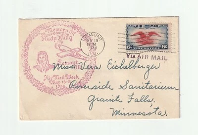 1938 US Cover Envelope National Airmail Week Envelope Lmont IL - Image 1 of 2