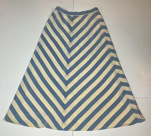 VTG Polo Ralph Lauren Silk Chevron Skirt Cream Blue Sailing Hong Kong Sz 12 READ - Picture 1 of 15