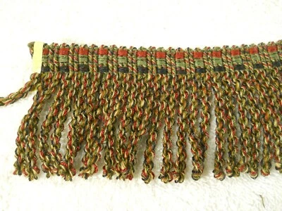 Flecos de cadena torcidos rojos, verdes y dorados de 3" ~ pieza de 2 1/8 yardas Foto 1 de 3