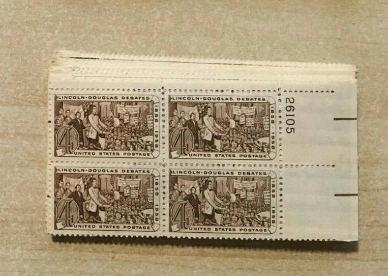Group of 25 plate blocks of 4 #1115 Lincoln-Douglas Debates 1868-1968 4¢ MNH OG - Image 1 of 1