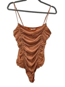 Body Active Usa arancione albicocca ruggine mesh spalline spaghetti trasparenti taglia large - Foto 1 di 8