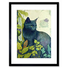 Russian Blue Cat Bright Modern Art Nouveau Framed Wall Art Print Picture 12X16
