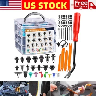 725Pcs Car Push Retainer Clips Fasteners Assortment Bumper Fender Rivets Trim - Image 1 of 4