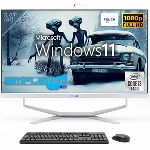 All IN One Aio 24 " FHD Touchscreen I3 6° Gen Win11 4gb 120gb Fixed Webcam 2k - Picture 1 of 9
