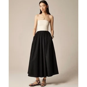 Abito J.Crew senza spalline colorblock mixy XL naturale nuovo con etichetta - Foto 1 di 7