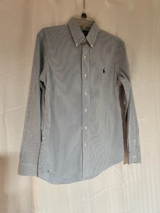 Camisa Oxford Tejida Ralph Lauren Para Hombre S Azul Blanco Rayas Manga Larga Con Botones - Imagen 1 de 5