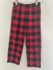 Carter's Kids Boy Girl Buffalo Plaid Cozy Fleece Elastic Pull On PJ Pants Red 6 - Picture 1 of 4