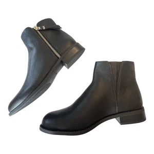 NEW Michael Kors BRITT ANKLE BOOT Womens 9.5 Black Bootie Gold Zip Flat Shoe Box - Picture 1 of 14