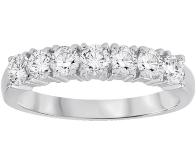 1.00 Ct Round Lab Grown Diamond Dainty Anniversary Band Ring In 14k White Gold - Image 1 of 4