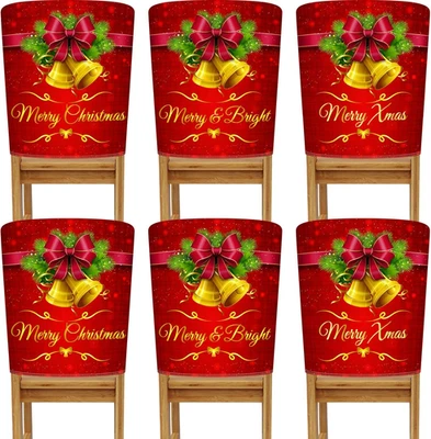 6pcs Christmas Chair Covers Elastic Dining Chair Back Covers Holiday Decorations - Image 1 of 4