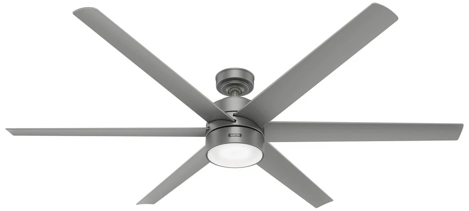72" Hunter Solaria Silver Outdoor Rated Ceiling Fan with Wall Control - Image 1 of 1