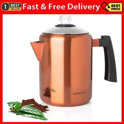 Estufa percoladora de café Mixpresso cobre acero inoxidable, clase 37 oz Foto 1 de 4
