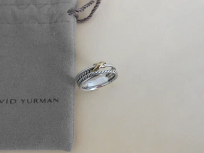 $295 David Yurman из чистого серебра и 18k YG X кроссовер кольцо размер 8 - Изображение 1 из 4